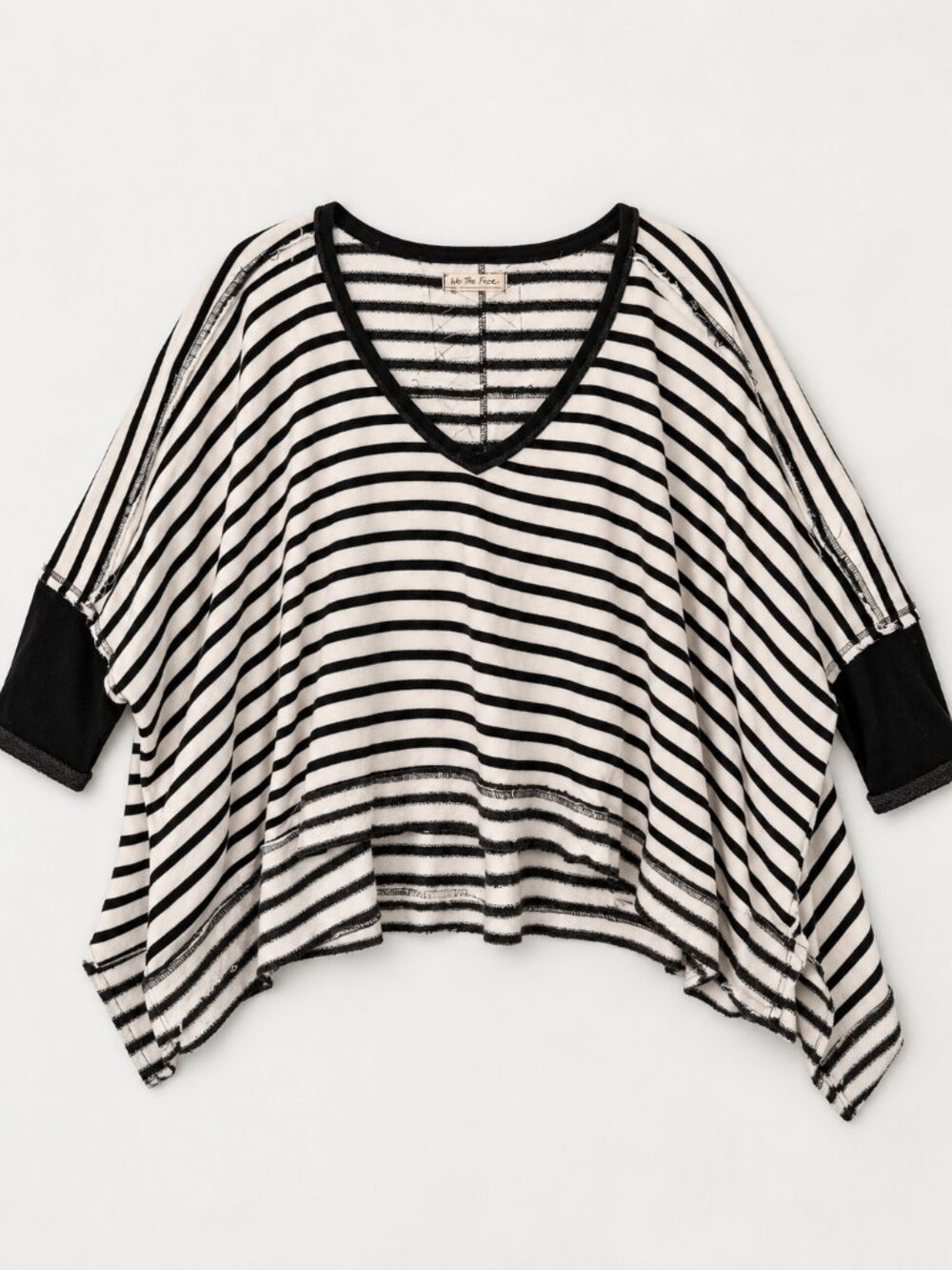 We the Free Main Squeeze Sweatshirt Black White Striped Poncho Top Free People